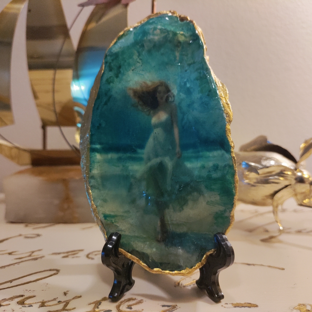 Elegant Gold and Blue Art Piece - Picture 6 of 6